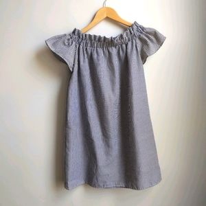 Grey & White Seersucker Ruffle Top